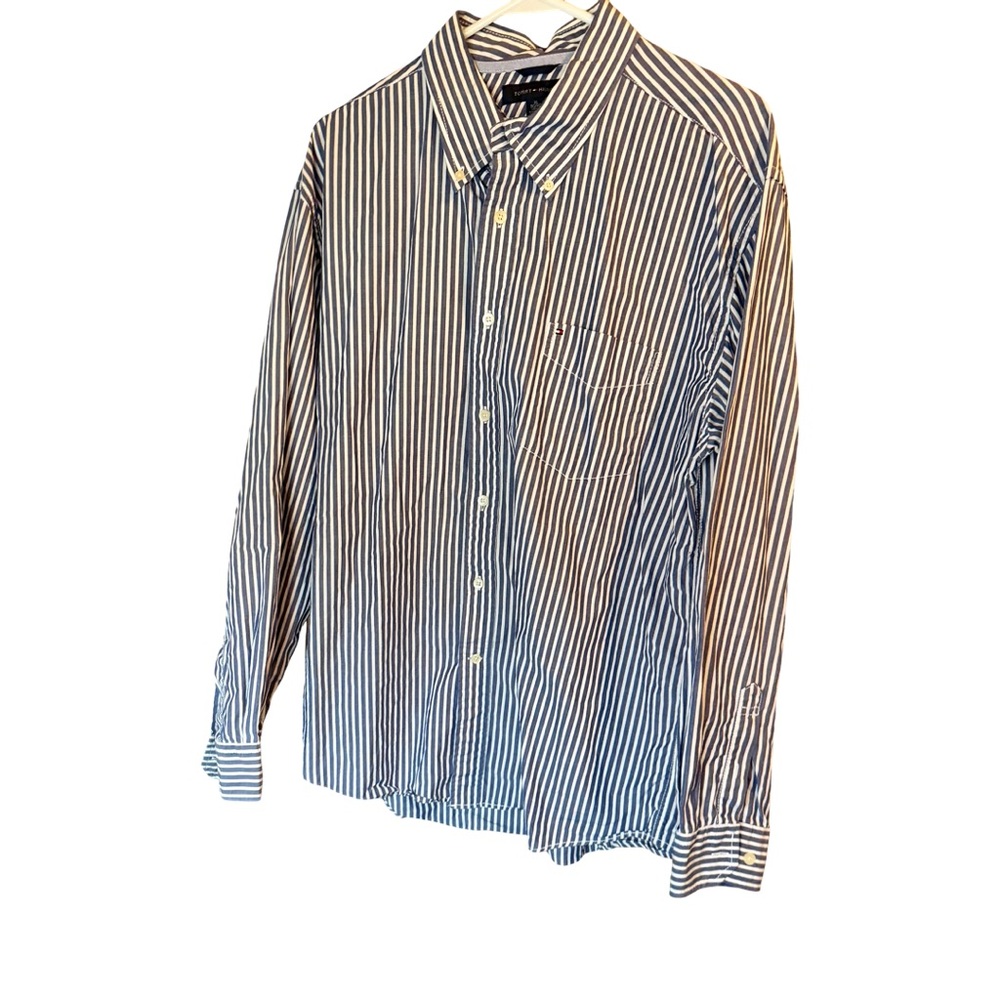 Tommy Hilfiger Navy and White Striped Shirt